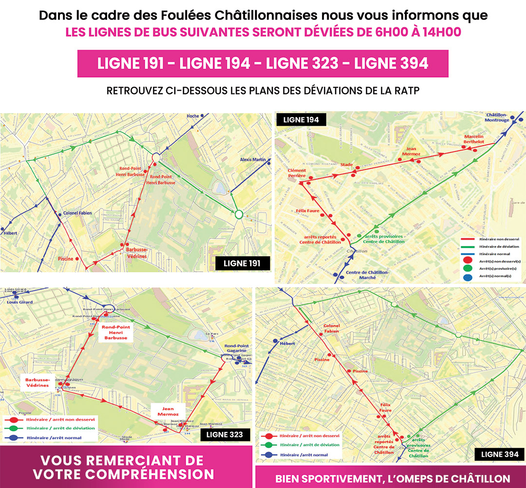 Plan des déviations RATP